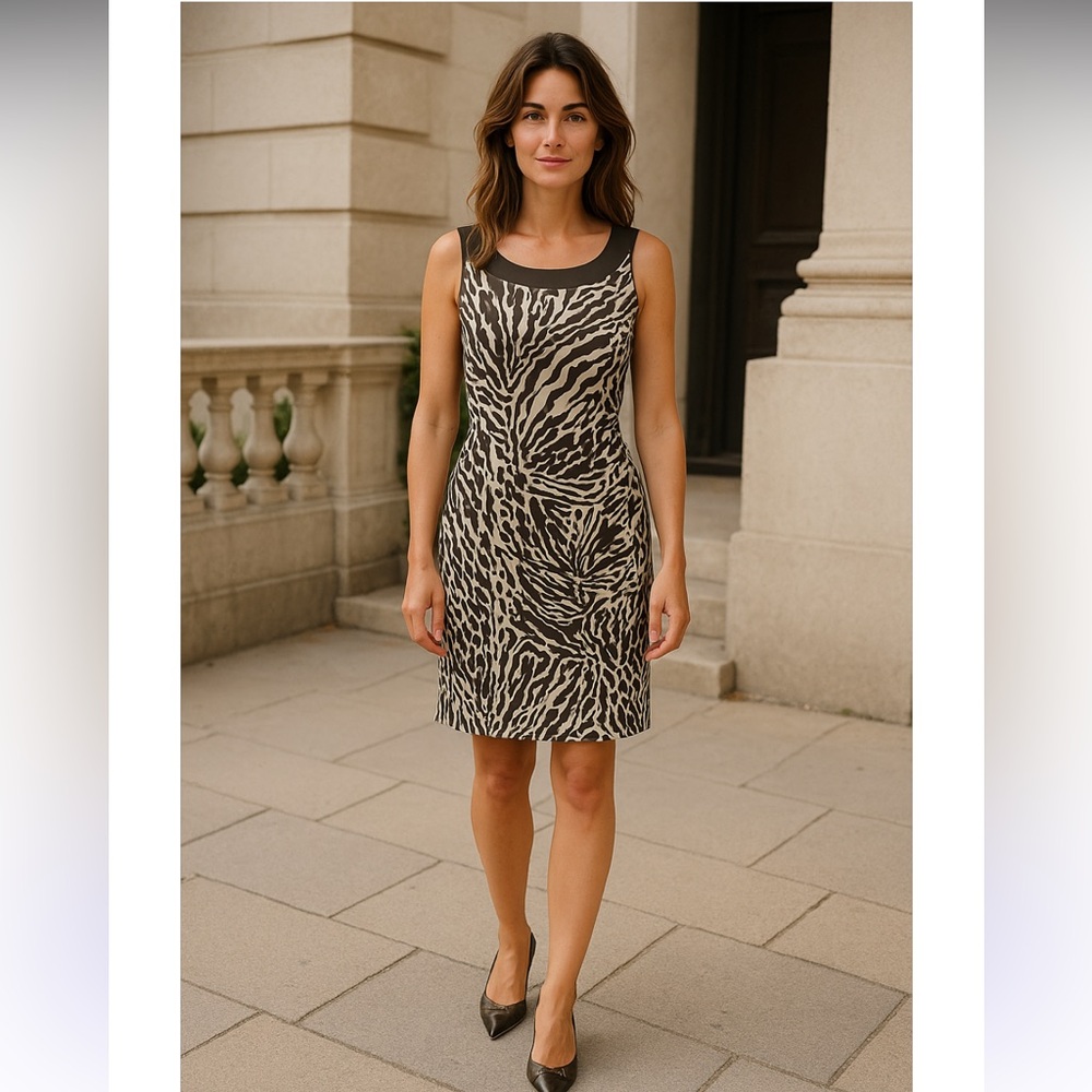 Dress barn nwt cute brown and white Zebra Print Dress!